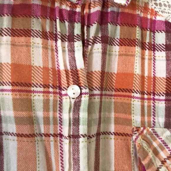 Women’s fall American Rag medium Plaid Button-Up Shirt with Lace Detail - Picture 6 of 13